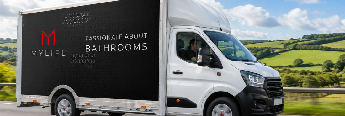 Matte-and-Gloss Vehicle Livery Reinforces Bathroom Brand